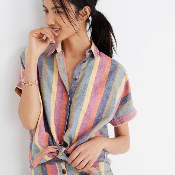 Madewell Tops - Madewell Short-Sleeve Tie-Front Shirt